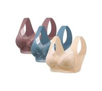 Lot de 3 soutiens-gorge pour femme sans armatures réducteurs dos désiré doux soutiens-gorge basiques Bralette col en V sexy sans coutures confortables soutien-gorge invisible élastique grandes tailles