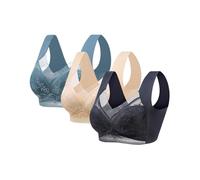 Lot de 3 soutiens-gorge pour femme sans armatures réducteurs dos désiré doux soutiens-gorge basiques Bralette col en V sexy sans coutures confortables soutien-gorge invisible élastique grandes tailles