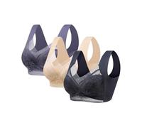 Lot de 3 soutiens-gorge pour femme sans armatures réducteurs dos désiré doux soutiens-gorge basiques Bralette col en V sexy sans coutures confortables Soutien-gorge invisible élastique grandes tailles