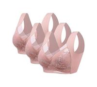 Lot de 3 soutiens-gorge pour femme sans armatures réducteurs dos désiré doux soutiens-gorge basiques Bralette col en V sexy sans coutures confortables soutien-gorge invisible élastique grandes tailles