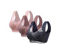 Lot de 3 soutiens-gorge pour femme sans armatures réducteurs dos désiré doux soutiens-gorge basiques Bralette col en V sexy sans coutures confortables soutien-gorge invisible élastique grandes tailles