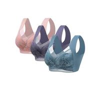 Lot de 3 soutiens-gorge pour femme sans armatures réducteurs dos désiré doux soutiens-gorge basiques Bralette col en V sexy sans coutures confortables soutien-gorge invisible élastique grandes tailles
