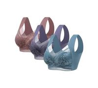Lot de 3 soutiens-gorge pour femme sans armatures réducteurs dos désiré doux soutiens-gorge basiques Bralette col en V sexy sans coutures confortables soutien-gorge invisible élastique grandes tailles