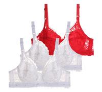 Lot de 3 soutiens-gorge push-up pour femme avec armatures - Soutien-gorge de sport bustier d'entraînement - Débardeur pour homme, Blanc., 120D