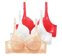 Lot de 3 soutiens-gorge push-up pour femme avec armatures - Soutien-gorge de sport bustier pour femme, Blanc., 90B
