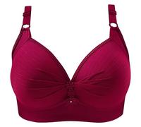 Lot de 3 soutiens-gorge push-up rembourrés de couleur unie pour femme - Bretelles fines - Poitrine complète - Haut impact - Bretelles réglables, Rouge, M