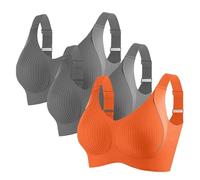 Lot de 3 soutiens-gorge push-up sans armatures pour femme - Sans armatures - Soutien doux - Couverture complète - Soutien-gorge plongeant côtelé confortable - Sensation zéro - Avec rembourrage