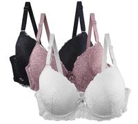 Lot de 3 soutiens-gorge sans armatures pour femme - Ensemble de soutiens-gorge confortables avec bretelles réglables - Sous-vêtements élégants pour tous les jours, bleu ciel, 115E