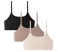 Lot de 3 soutiens-gorge souples sans rembourrage - Ultra confortables - Lissage sans couture - Sans sous-vêtements - Soutien-gorge de sommeil, Noir/beige/marron, L