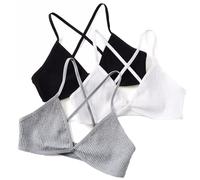 Lot De 3 Soutiens-gorge Triangle Classiques Simples For Femmes Doux Et Sans Rembourrage For Tous Les Jours For Étudiantes Petite Ou Sans Poitrine(M)
