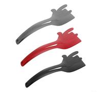 Lot de 3 spatules 2 en 1 en nylon flexible avec poignée ergonomique pour œufs, crêpes, steak, passe au lave-vaisselle, noir, gris, rouge