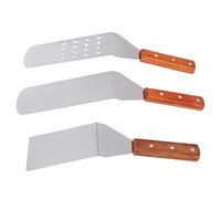 Lot de 3 spatules à pizza en acier inoxydable, pelle à pizza, lève-gâteau, spatule plate en métal, grattoir, tourne-gril, grattoirs avec manche en bois, outils de cuisine, outil
