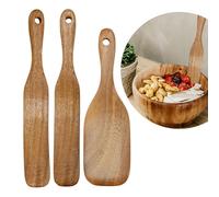 Lot de 3 spatules en bois pour mélanger le levain, le pain et la cuisine, grattoir à pâte anti-rayures et outil de mélange de bocaux, design ergonomique pour la cuisson et la mise en conserve