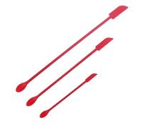 Lot de 3 spatules en Silicone résistantes à la Chaleur, Long Manche, grattoir Double extrémité et cuillère, spatule Confiture, Accessoires Cuisine(Red)