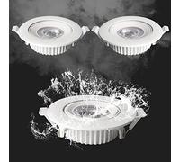 Lot de 3 Spots LED à cardan réglables 7 W, 12 W, 18 W, IP65, étanches, encastrés sans Cadre, plafonniers LED Blancs de 6,35 cm, 12 W, lumière Neutre
