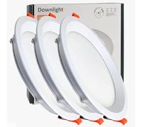 Lot de 3 spots LED encastrables circulaires 17 cm 16 W (200 W), panneau rond encastré, URG17, puissance réglable, lumière sélectionnable 3000K-4000K-5700K (CCT) (3, Ø170 mm)