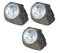 Lot de 3 Spots solaires polyrésine - GALIX - Rocher - 10 Lumens - Marron - LED