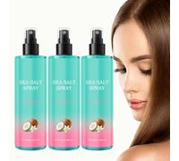Lot de 3 sprays au sel de mer pour texturer les cheveux - Spray d'eau salée au parfum de noix de coco pour cheveux bouclés volumineux et ondulés - Brume hydratante sans rinçage - Pour femmes et hommes