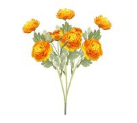 Lot de 3 Sprays de Fleurs de Renoncule Artificielles, Arrangements Floraux Artistiques en Soie avec Tiges, Bouquet de Fausses Renoncules Réalistes, pour Mariages, Fêtes, Décoration(Orange)