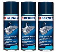 Lot de 3 sprays d'entretien en acier inoxydable bernois (3 x 400 ml) - 3 nettoyeurs spéciaux pour tout en acier inoxydable