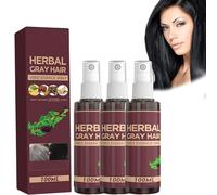 Lot de 3 sprays pour cheveux Herbal Gray - Après-shampoing occultant - Essence à base de plantes pour hommes et femmes - Inversion grise - Aspect naturel - Soin fortifiant - Pénètre rapidement - Doux