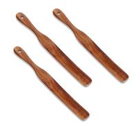 Lot de 3 spurtles minces pour débutant au levain, mélange, atteignant le fond du pot, fouet, mélange, pain, ustensiles en teck, outils de cuisine plats en bois, ustensiles de cuisine pour débuter la