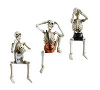 Lot de 3 squelettes réalistes - Décoration d'Halloween pour la scène du cimetière - Intérieur et extérieur - Scène extérieure