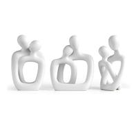 Lot de 3 statues abstraites de couple - Sculpture moderne d'amant pour décoration d'intérieur, figurines étreintes pour salon et chambre à coucher, pour anniversaire et Saint-Valentin