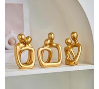 Lot de 3 statues abstraites de couple - Sculptures modernes pour décoration d'intérieur, figurines câlantes pour salon, chambre à coucher, table de chevet, cadeau d'anniversaire et de Saint-Valentin