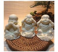 Lot de 3 statues de Bouddha rieur mignons - Trois statues de moines de la sagesse | N'entendez pas le mal, ne voyez pas le mal, ne parlez pas du mal | Figurines riches porte-bonheur pour décoration