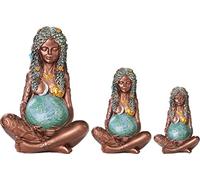 Lot de 3 statues de déesse de la Terre Mère en résine, statue d'art de la Terre Mère, statue Gaia Millenial, décoration de maison et de jardin en bronze