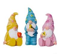 Lot de 3 statues de jardin en résine de style européen - Art de cour résistant aux intempéries avec détails d'oiseaux champignons pour décoration de patio et de pelouse, 11,8 cm (couleur)