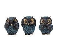 Lot de 3 Statues Hibou Sages "Ne Rien Voir, Entendre, Dire" - Figurine Hibou Décoration Maison Style Rétro & Bohème - Objet de Décoration Salon et Bureau, Idée Cadeau Original pour Femme et Amoureux
