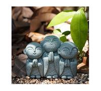 Lot de 3 statues Jizo japonaises en pierre - Bouddha japonais - Statue de moine Jizo - Figurine commémorative - Décoration Label