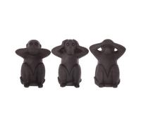 Lot de 3 Statues Singes "Sagesse" 24cm Noir