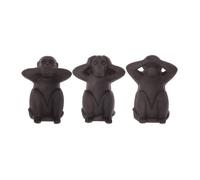 Lot de 3 Statues Singes ""Sagesse"" 24cm Noir