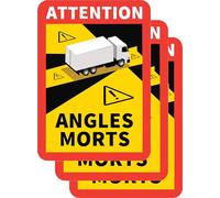 Lot de 3 Stickers “Attention Angles Morts” - Obligatoire pour Poids Lourds, Camping-Car, Utilitaire, Bus - Autocollant Haute Résistance - Conforme à la Réglementation Française 2021 (3, 17 x 25 cm)