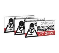 Lot de 3 stickers de dissuasion PVC à coller - Avidsen - 123408 G