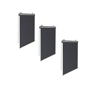 IDMarket - Lot de 3 Stores enrouleurs L.124 x H. 225 CM pour pergola Gris Anthracite