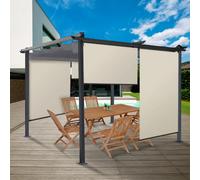 IDMarket - Lot de 3 Stores enrouleurs L.124 x H. 225 CM pour pergola écru