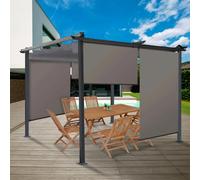 IDMarket - Lot de 3 Stores enrouleurs L.124 x H. 225 CM pour pergola Taupe