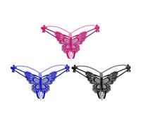 Lot de 3 String Perles pour Femme Culotte Ouvert en Dentelle String Sexy Slips Lingerie Confortable pour Cadeau Saint-Valentin Fête