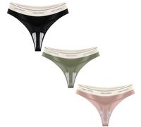 Lot De 3 Strings Pour Femme Avec Taille Basse - Taille Basse - Sous-Vêtements De Sport,Sous-Vêtements De String Féminin Sans Couture, Pas Femmes VPL, Souple Invisible,Gymnase,Yoga E,XL(63-78kg)