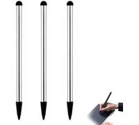 Lot de 3 stylets 3 en 1 universels haute sensibilité et stylet pour iPad, compact et léger pour tous les appareils à écran tactile (argent)