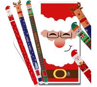 Lot de 3 Stylo gel effaçable, 2025 avec bille sur l'extrémité pour effacer l'encre sans abimer la feuille, pointe Ø 0,5 mm,Stylos à bille à encre gel Noël,Père Noël,rennes,enfant,Cadeaux de Noel