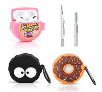 (Lot de 3 + stylo nettoyant) XMBYGY Étui pour AirPods Pro 2e / 1ère génération Écouteurs sans fil avec kit de stylo de nettoyage, design peau de dessin animé mignon étui de chargement en silicone pour