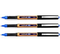 Lot De 3 Stylos À Bille Bleus Eye On Point Ub - 150 - 10 - Pointe Roller De Qualité Supérieure De 1,0 Mm Pour Une Écriture Super Lisse - Encre Liquide Uni Super Résistante À La Décoloration Et À