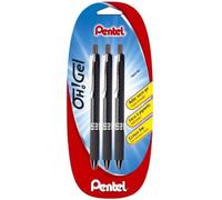 Lot De 3 Stylos À Bille Roulante À Encre Gel Rétractable Noir