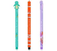 Lot de 3 stylos à encre gel effaçables, motifs animaux marins 2026 | Idéal pour les enfants, les élèves et l'école pour écrire et dessiner
