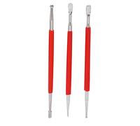 Lot de 3 stylos à pointe double face, petits outils de poterie rouges portables pour sculpter et modeler